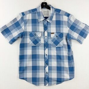 Orvis River Guide Short Sleeve Shirt‎ Size L Mens Blue White Plaid